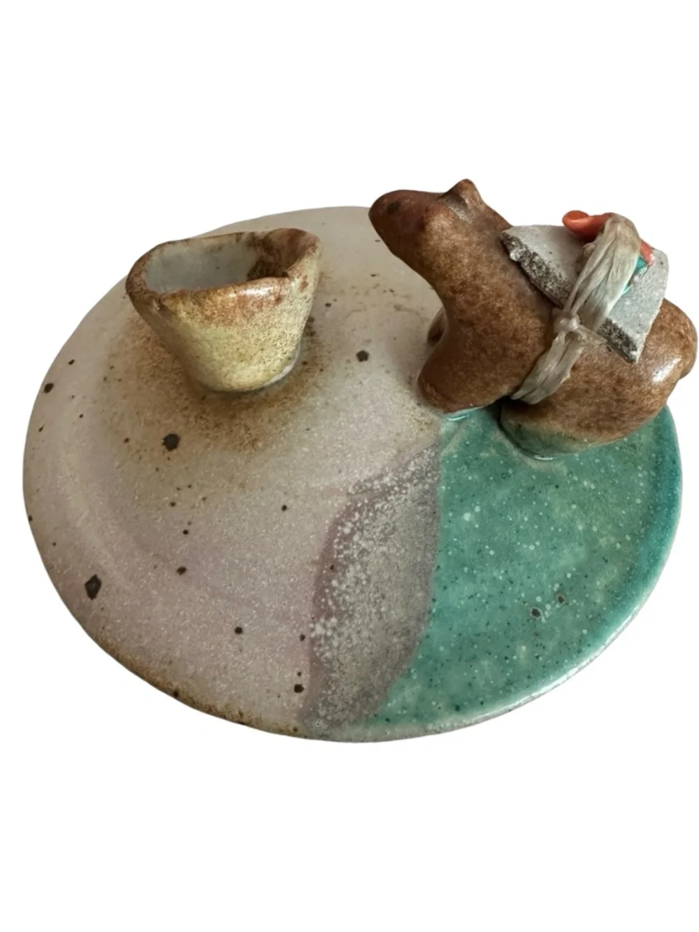 Studio Art Pottery Handmade  Stoneware Crock Jar 7.5” Artisan Rustic Earth Tones